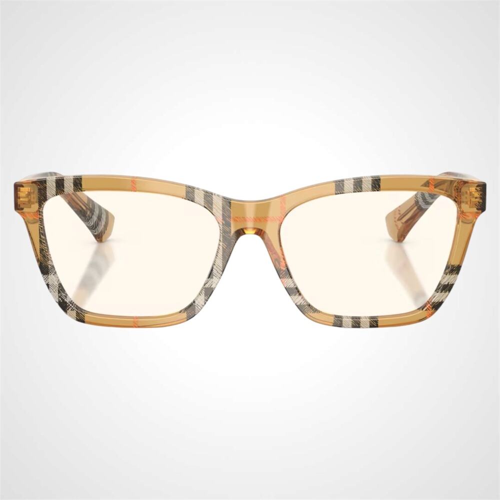 New Burberry Eyeglasses Brown Check Sand Square 52mm w/ Box & Case BURBERRY - Picture 2 of 7
